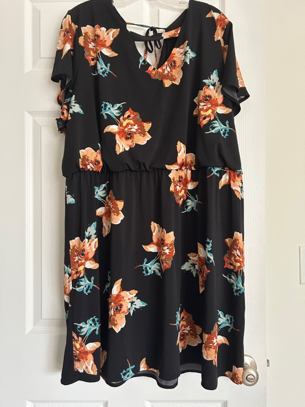 Maurices Black Midi Dress with Orange Floral Print